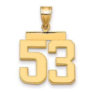 14k Yellow Gold, Athletic Collection Medium Polished Number 53 Pendant